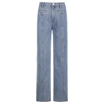 Vintage Star Mozaic Y2k Flare Jeans Pentru Femei Talie Mare Casual Denim Blugi Mama Streetwear Estetice Pantaloni 2021