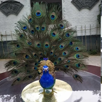 Mare 65x60cm simulare pasăre greu model pene de raspandire aripile păun pasăre prop,grădină acasă decorare cadou s1155