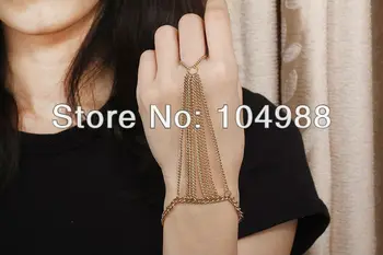 Noul Stil de Design Unic Strat Iubit Aur sau Argint Lanț de Mână Degetul Bijuterii Bijuterii