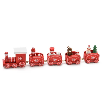 60 de seturi de Tren de Crăciun din Lemn Pictat Decor de Crăciun Pentru Acasă Cu Mos Craciun Copil Jucării Cadou Ornament de Crăciun Cadou de Anul Nou