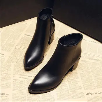 Stil coreean cizme pentru femei de afaceri casual pantofi sexy, cu toc inalt de boot doamnelor negru piele de vacă botas femmes chaussure mujer botines