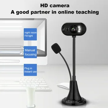 USB HD Webcam Camera cu Mic Viziune de Noapte pentru Calculator Desktop PC Laptop-ul Home Office ND998
