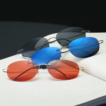 Cea mai bună calitate Ultra-light Flexibile din Titan Pur, fără ramă Oglindă ochelari de Soare Polarizat Ochelari de vedere Ochelari Unisex ochelari de Soare FML