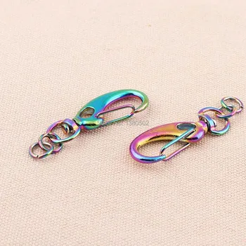 6pcs/lot Nou de Moda Colorat curcubeu Orbitor clip de primăvară cataramă de ajustare cârlig cu inel de chei pentru Diy accesorii