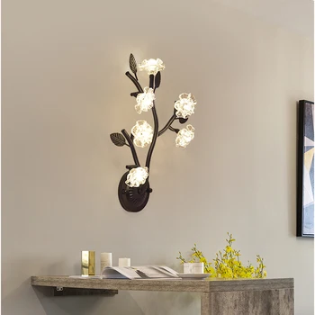 Noptieră cu lampă de perete floare 4 capete de lămpi cu LED-uri Moderne, Scari Culoar Lampa de Originalitate Floare de Sticlă de Perete de lumină ZA410503
