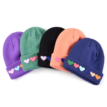 YQYXCY Toamna Iarna Pălărie pentru Fete pentru Copii Model Dragoste Căciulă Moale Cald Pălării Tricotate pentru Copii pentru Copii de Iarnă, Capac Bonnet