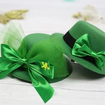 6Pcs St. Patrick ' s Day Agrafe Spiriduș Pălărie Agrafe de Par Verde Bowknot Agrafe de par
