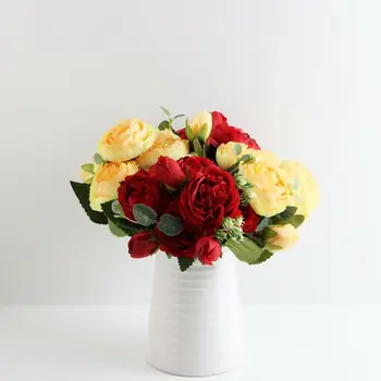2019 Mai Fierbinte Cadou de Ziua Îndrăgostiților Rose Flori Artificiale Fals Bujori Buchet de Acasă Petrecerea de Nunta DIY Florale Decor