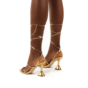 Moda sexy stil roman cruce curea de vara noi stiletto super cu toc pentru Femei sandale pantofi deget de la picior pătrat plus dimensiune sandale