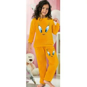 Copii De Iarnă Costum De Pijama Boy Fata De Copii Pijamale De Culoare Galben Wellsoft Material De Pluș Set De Pijama Mama Fata