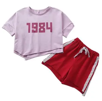 Haine de vară Pentru Fete Solidă Tricou + Pantaloni 2 BUC Fata Îmbrăcăminte de Vară Set Adolescente de Vară pentru Copii Costume de 6 8 10 12 13 14 An