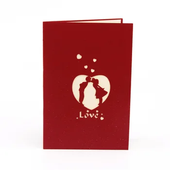 Pink Card de Ziua Îndrăgostiților 3D Stereo Felicitare Iubitorii de Hârtie-Cut Gravură Felicitare Cadou de Ziua Îndrăgostiților