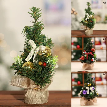 Pânză Panglică Jingle Bell Crăciun Copac de Pin Birou Mic Mini Crăciun Artizanat Decor Home Office Show Geam Ornament Cadou 20*12cm
