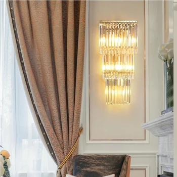 Modern de lux cristal lampă de perete camera de zi dormitor de decorare perete aur lampa LED hotel inginerie culoar de lumină
