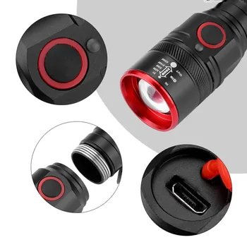 XML-T6 Incarcare USB Lanterna LED de Buzunar Mic rezistent la apa baterie Reîncărcabilă 3 Modul de Lanterna Strobe în aer liber Zoomable rezistent la apa Portabil