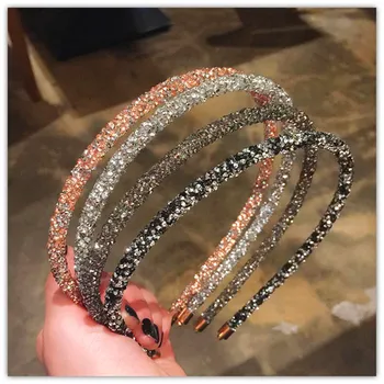 Noua Moda Strălucire De Cristal Femei Bentita Colorat Elegant Hairband Fata Articole Pentru Acoperirea Capului Blitz Diamant Banda De Păr Accesorii De Par