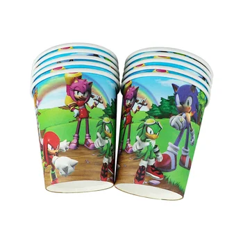 71Pcs/lot Sonic Ariciul Petrecere de Familie Copil de Dus Pahare de Hârtie Plăci de Paie Ziua Consumabile Jucărie pentru Copii Copil de Dus Decor
