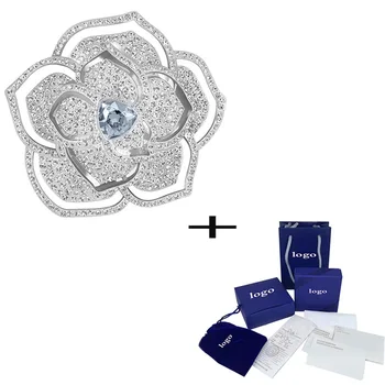 SWA Elegant Nou Deschide Floare Albastră de Cristal Broșă Moda Temperament Doamnelor Bijuterii Trimite Prietena Cadou de Lux