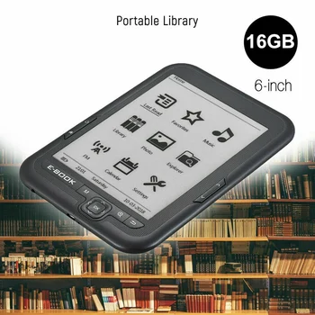 6 Inch 16GB Ebook Reader cu E-Ink Capacitiv E Carte Lumină Eink Sn E-Book E-Ink E-Cititor MP3 cu Caz, WMA PDF HTML